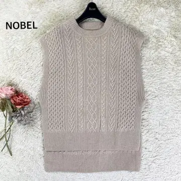 컨디션 최상 노블 아란 니트 니트 베스트 베스트 캐시미어 혼방 F 베이지