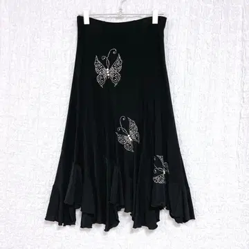 3459 JUN 플레어 스커트 비쥬 댄스 의상 화려한 파티 블랙