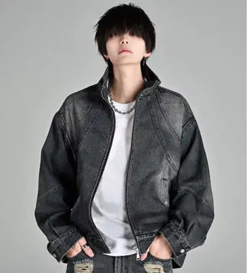 3way zip sleeve blast denim blouson