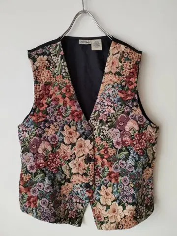 US 구제 의류 고블랑 베스트 꽃무늬 빈티지 코튼