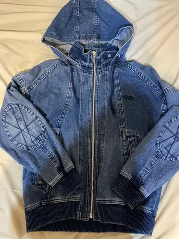 x-girl 후드 부착 데님 자켓