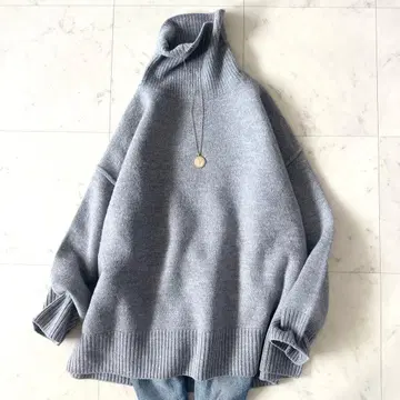 컨디션 최상 하운트 울 터틀넥 니트 하이넥 오버 사이즈
