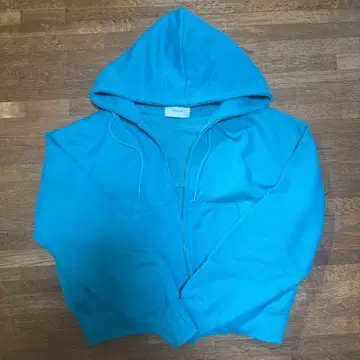 SOERTE 터콰이즈 후드 부착 더블 지퍼 후드티