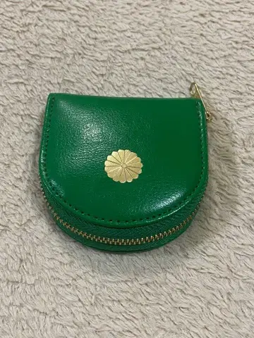 황궁 지갑 말발굽형 코인 케이스 동전 지갑 국화 문양 녹색 그린