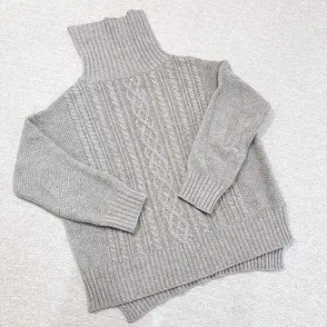 아즈노아즈 케이블 짜임 긴팔 니트 터틀넥 그레이 프리 사이즈
