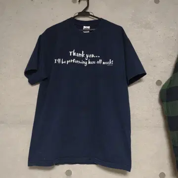 메시지 프린트 T셔츠 네이비 2004년제