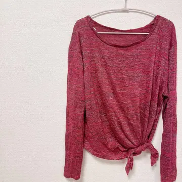 니트 [ FREE ] 긴팔 매듭 디자인 상의 빨간색 계열 FREE