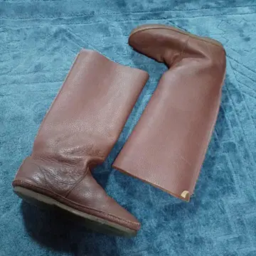 koos 브라운 가죽 롱 부츠