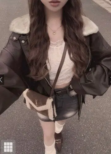 그레일 GRL 퍼 티펫 포함 가죽 블루종 [fo1988] 브라운