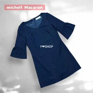 플레어 슬리브 원피스 미니 원피스 7부 소매 V넥 미셸 마카롱