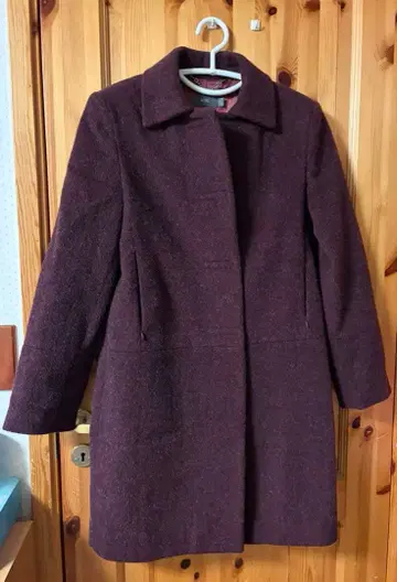 MNG 버건디 울 피코트