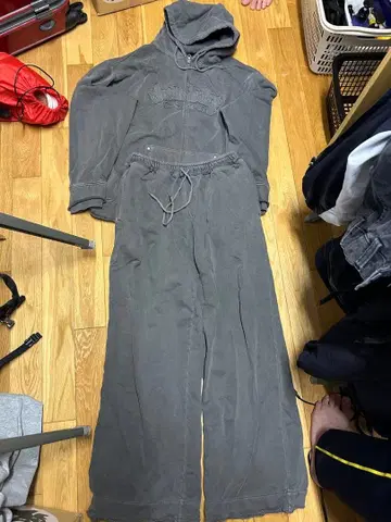 sedacle 피그먼트 가공 지퍼 후드티 셋업