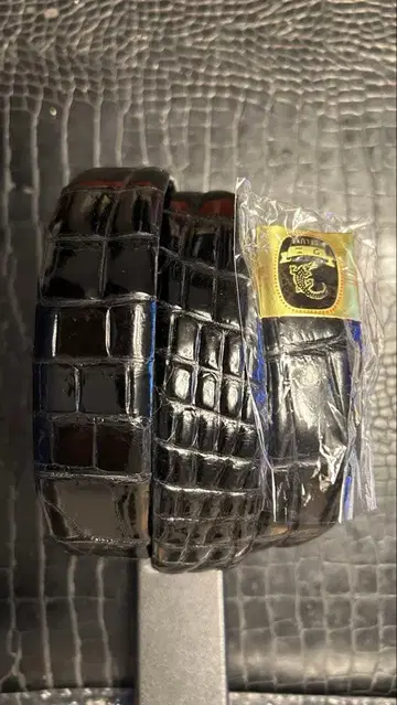 새상품 크로커다일 무소 벨트 BLACK 블랙 샤이닝 일본제 버클 무