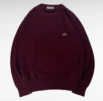 [ 80s ] 라코스테 M 상당 스웨터 니트 와인 레드