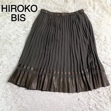 HIROKO BIS 모스그린&브라운 컬러 플리츠 스커트