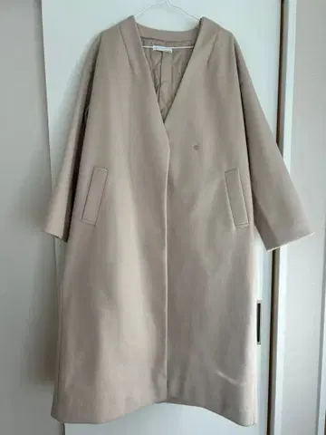 Aunt Marie's 베이지 롱 코트 오픈 프론트