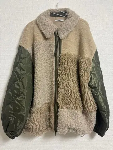 새상품급 니코앤드 패치워크 보아 블루종 베이지