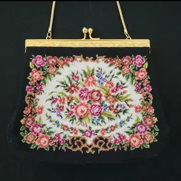 [레어] 앤티크 푸치 포원 백 자수 핸드백