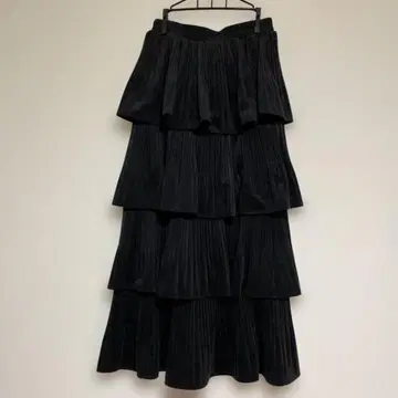 [ spray premium ] 벨로아 롱 스커트 캉캉 스커트 블랙