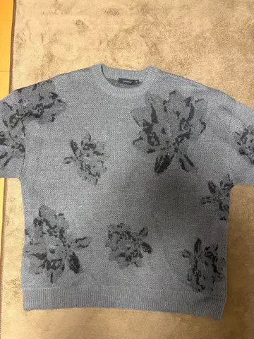 RAGEBLUE 그레이 꽃무늬 니트 스웨터 M