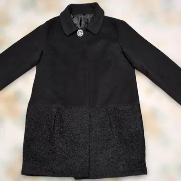 블랙 롱 코트 버튼 포함