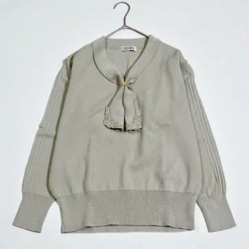 VINTAGE 그레이 보타이 니트 스카프링 비즈니스 포멀