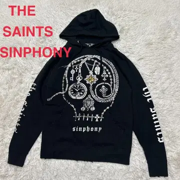 한정품 택 THE SAINTS SINPHONY 해골 스터드 후드티 블랙