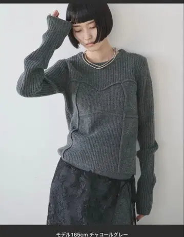 AIC.뷔스티에 콤비네이션 리브 니트