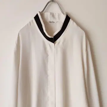 쉬폰 셔츠 화이트 블라우스 리본 빈티지 펄 버튼