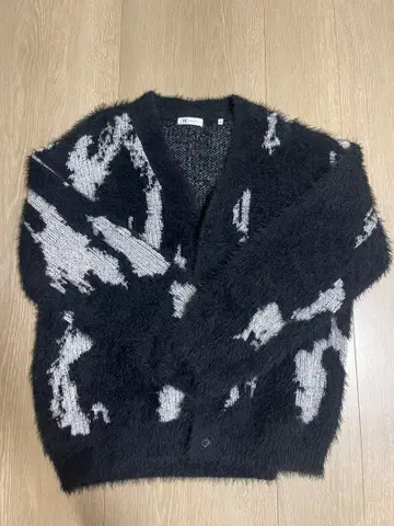 다케오 키쿠치 블랙/그레이 아브스트랙트 가디건