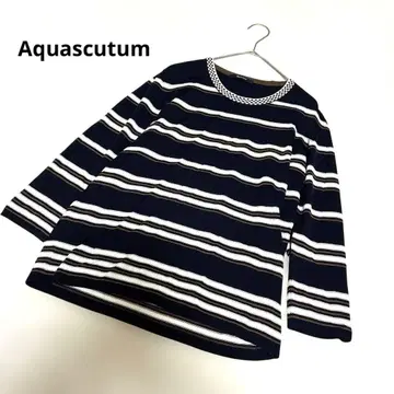 Aquascutum 아쿠아 스트라이프 니트 네이비