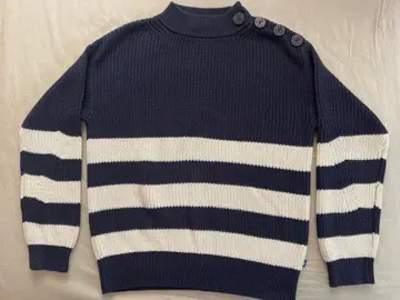 코튼 니트 풀오버 x 1 M / 네이비/밀키 화이트