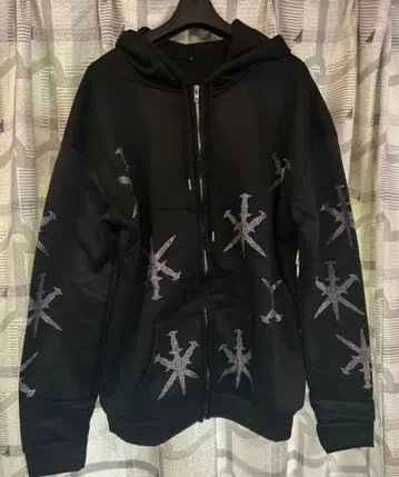 unknown 풀 집업 후드티 블랙