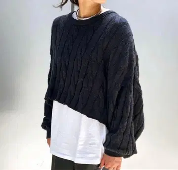 AP STUDIO 크롭 케이블 니트