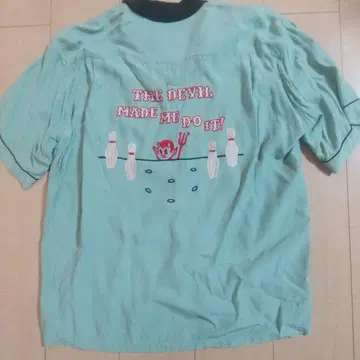 토요 스타일 아이즈 데빌 패턴 볼링 셔츠 민트 그린 L