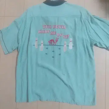 토요 스타일 아이즈 데빌 패턴 볼링 셔츠 민트 그린 L