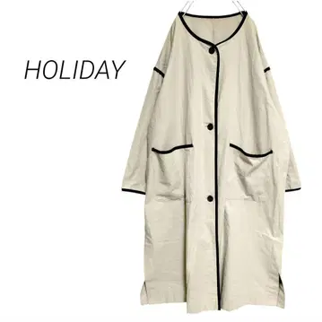 [홀리데이] 파이핑 트렌치코트 롱 코트 노카라 F 워셔블