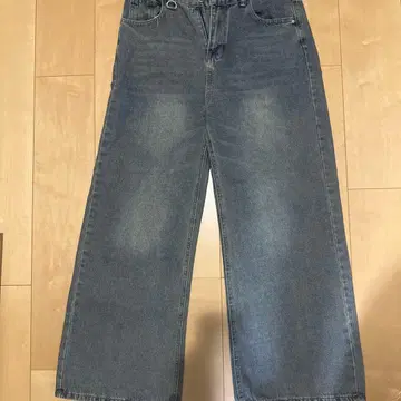 라이트 블루 데님 와이드 레그 팬츠