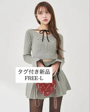 darich 허리 오픈 리본 디자인 니트 미니 원피스 FREE-L