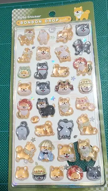 정품 레어 모자 꽁지 드롭 씰 시바견 일본풍 패턴 쿠리아