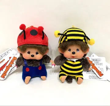 몬치치 꿀벌 무당벌레 얼굴 큰 키체인 2개 세트 새상품 레어