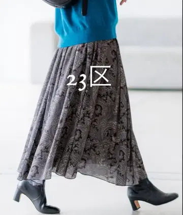 23구 페이즐리 무늬 플레어 롱 스커트