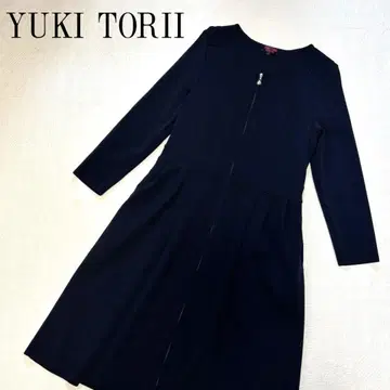 [토리이유키] 집업 니트 원피스 38 M 사이즈 네이비 새상품급