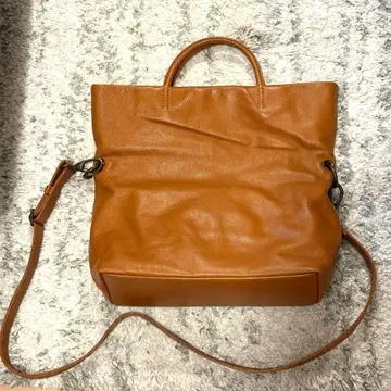 마더하우스 숄더백 2way 로고 플레이트 a4 가능 가죽 브라운