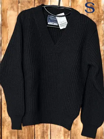[ 새상품 ] WARREN SCOTT V넥 스웨터 울 S 블랙 블랙
