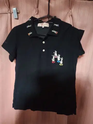 미에코 우에사코 여성용 골프 고양이 자수 피케 셔츠