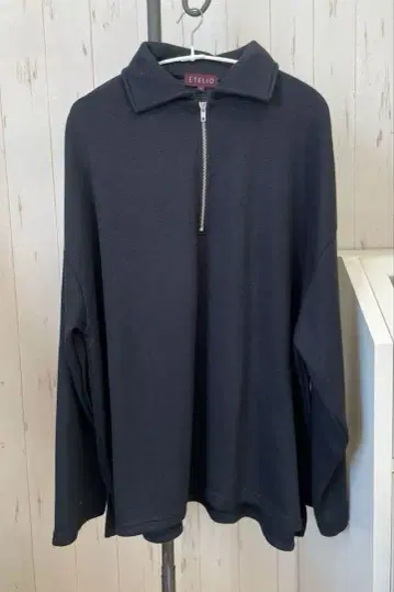 [ ETELIO ] 12 게이지 밀라노 리브 하프 지퍼 니트