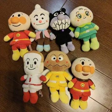 호빵맨 봉제 인형 7개 세트 카레, 세균맨, 식빵맨, 메론빵나