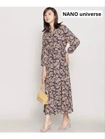 꽃무늬 셔츠 원피스 네이비 긴팔