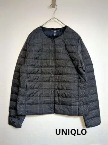 UNIQLO 울트라 라이트 다운 M 체크 무늬 그레이
